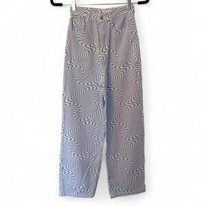 NWT Shekou XXS Light Blue/Purple 70s’ Swirl High-Waisted Barrel Jeans